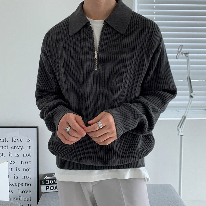 Rason | Men's Zipped Sweater, Modern Winter Knit