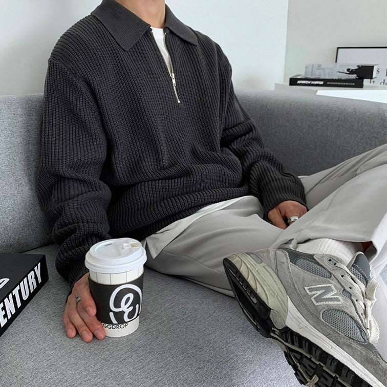 Rason | Men's Zipped Sweater, Modern Winter Knit