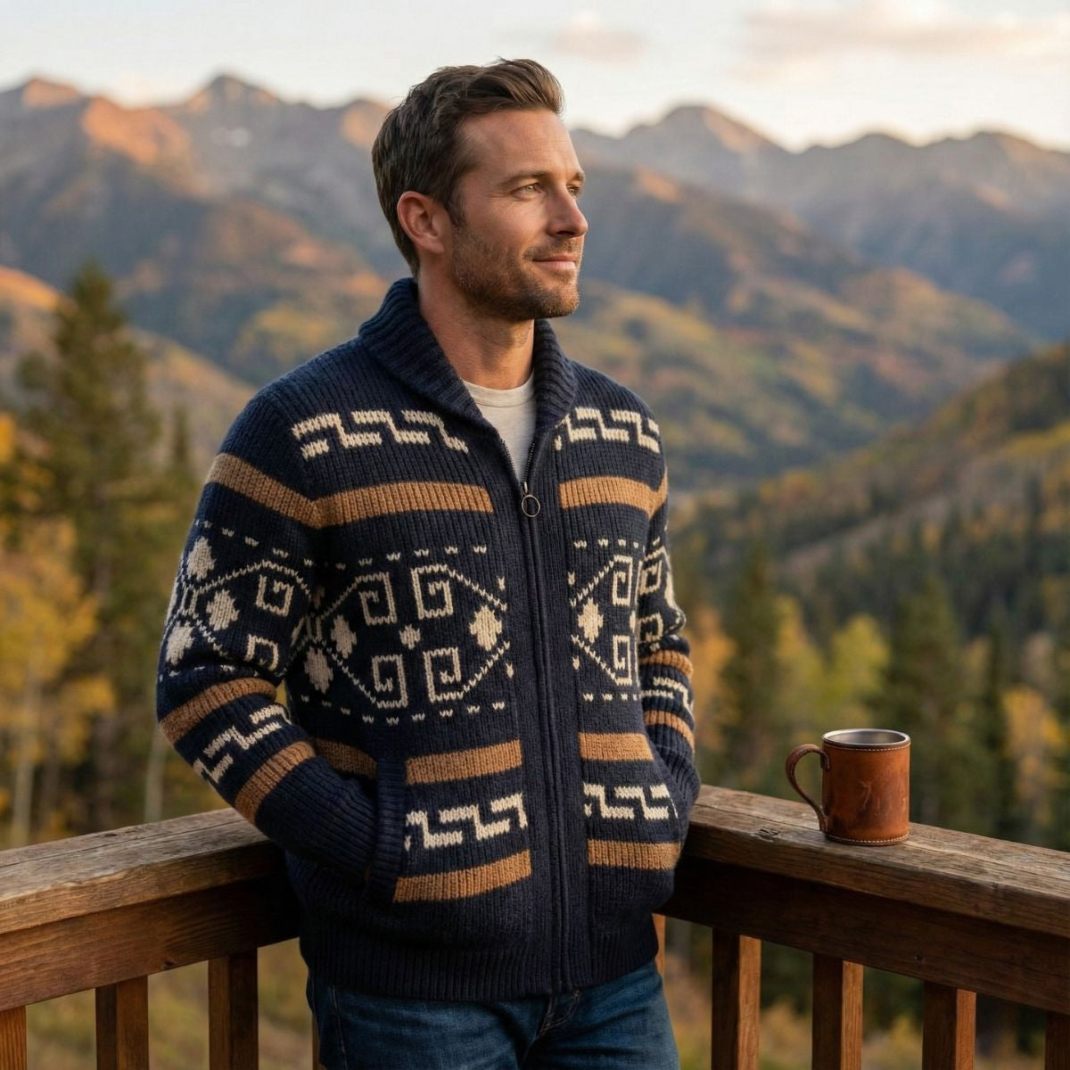 Ramsey | Men's Shawl Collar Cardigan, Cashmere Button-Up Winter Knit