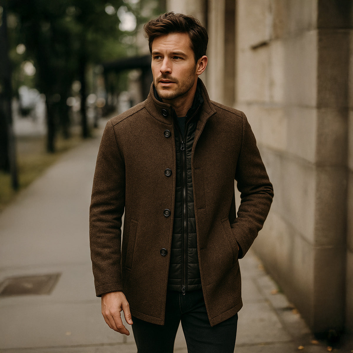 Broadway | Men's Trench Coat, Wool Blend Classic Winter Coat