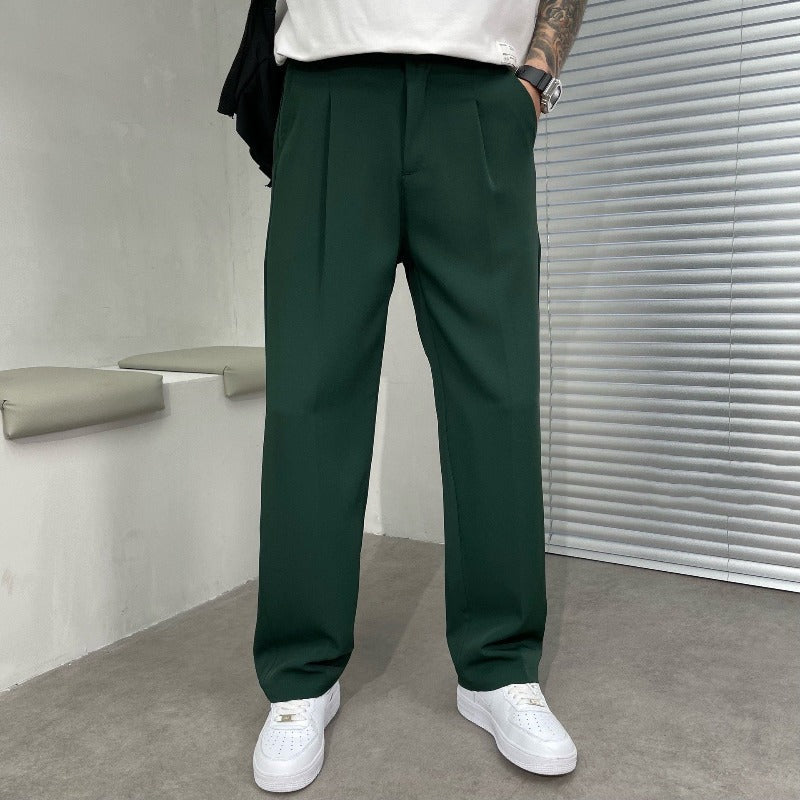 Marcus | Men's Wide-Leg Dress Trousers, Double Pleat Tailored Pants