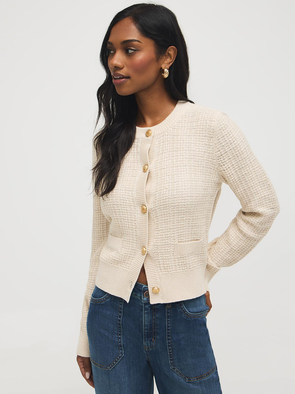 Odette | Women's Cardigan, Cotton Blend Button-Front Winter Cardigan