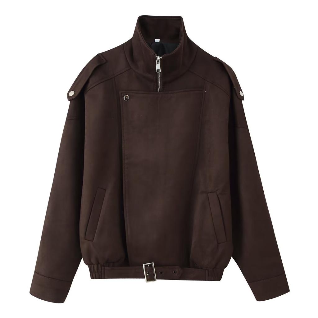 Fabienne | Women's Suede Belted Jacket, Oversized Winter Jacket