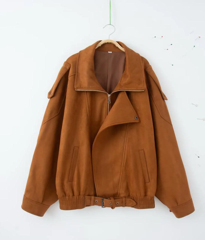 Fabienne | Women's Suede Belted Jacket, Oversized Winter Jacket
