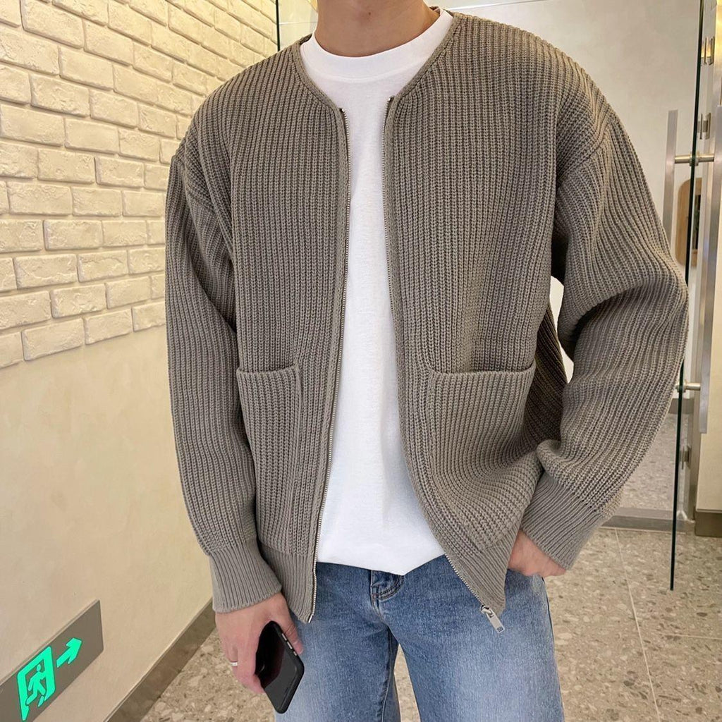 Adrian | Men's Zip Cardigan, Minimal Knit Winter Cardigan