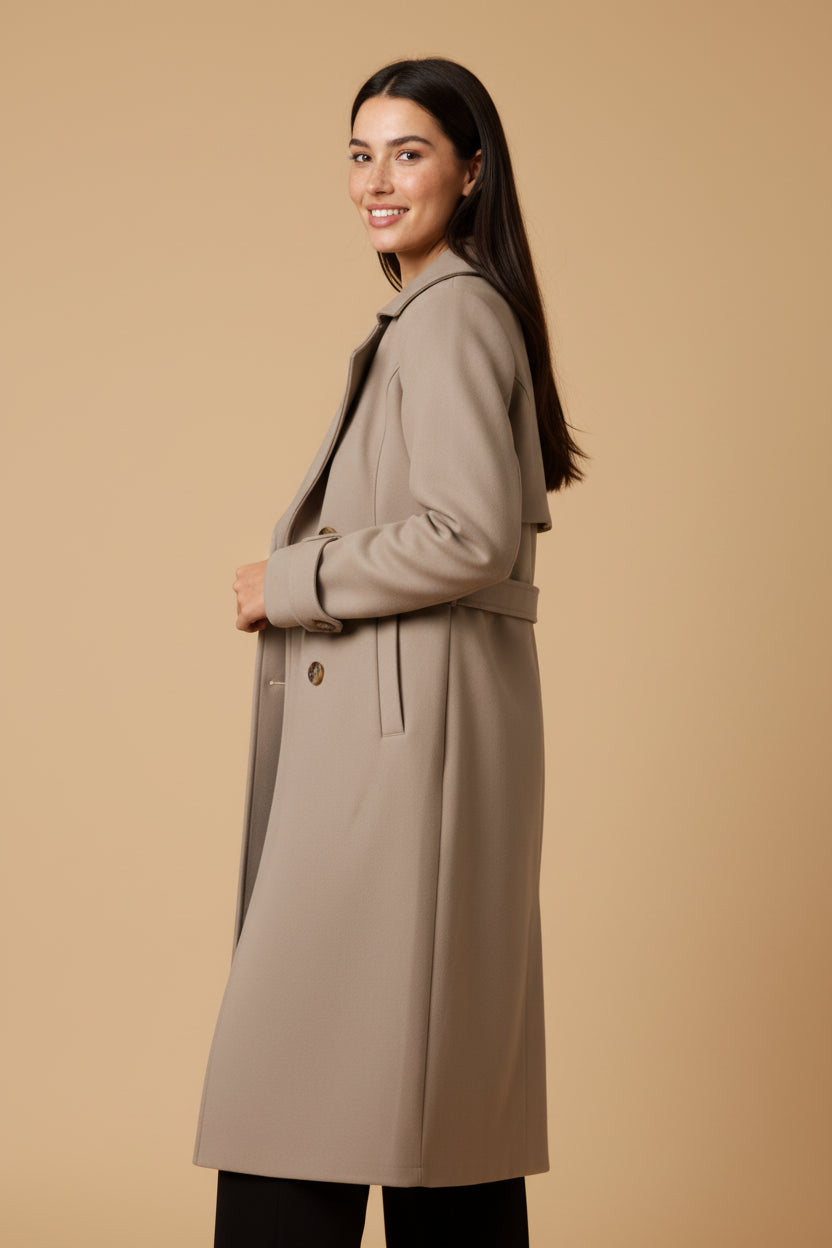 Genevieve | Women's Long Trench Coat Double Breasted Tailored Winter