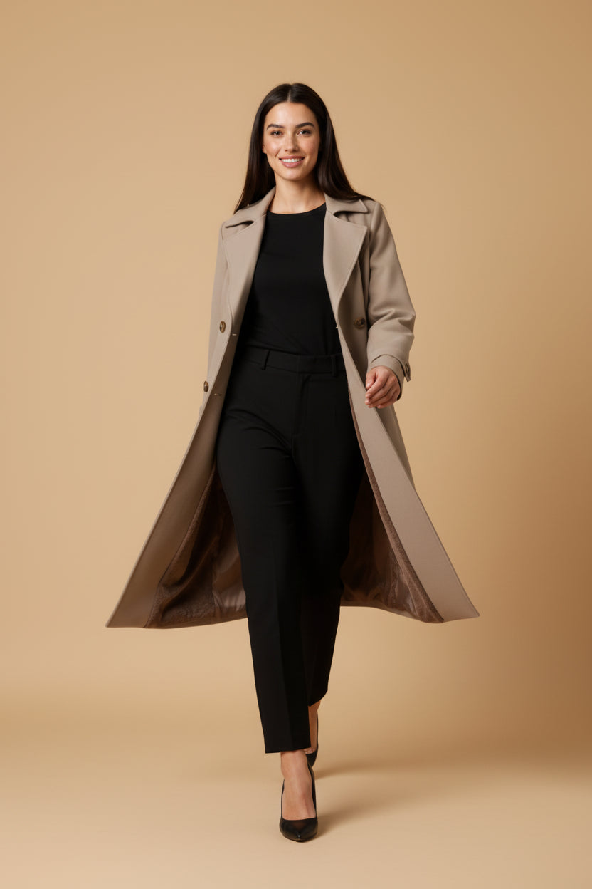 Genevieve | Women's Long Trench Coat Double Breasted Tailored Winter