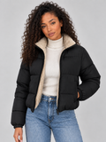 Giselle | Women's Sherpa Lined Puffer Jacket Full Zip High Neck Winter Coat