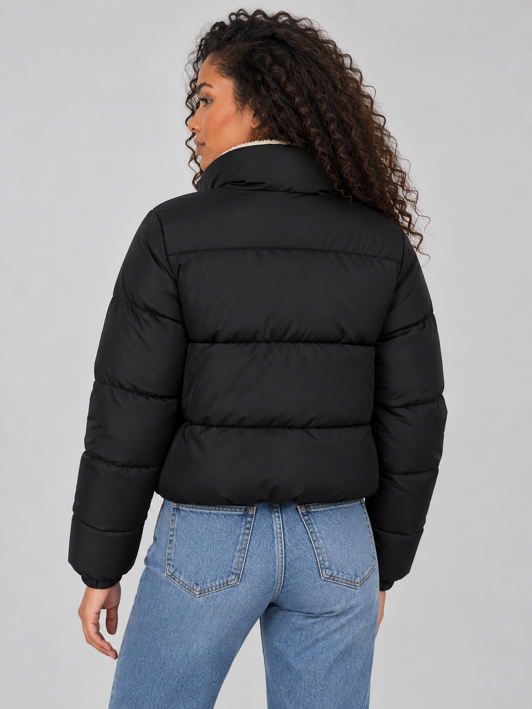 Giselle | Women's Sherpa Lined Puffer Jacket Full Zip High Neck Winter Coat