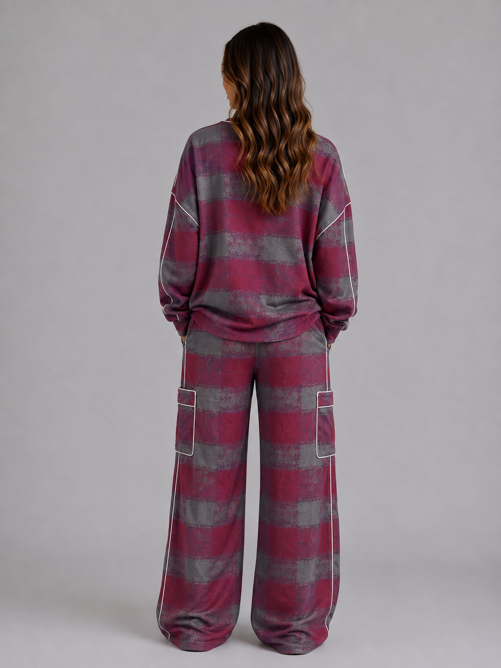 Harlow | Women's Co-Ord Set Striped Oversized Sweatshirt Wide Leg Trousers