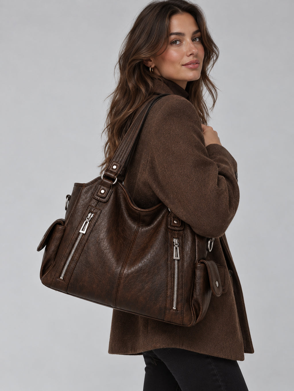 Harriet | Women's Spacious Shoulder Bag Multi Pocket Tote Handbag