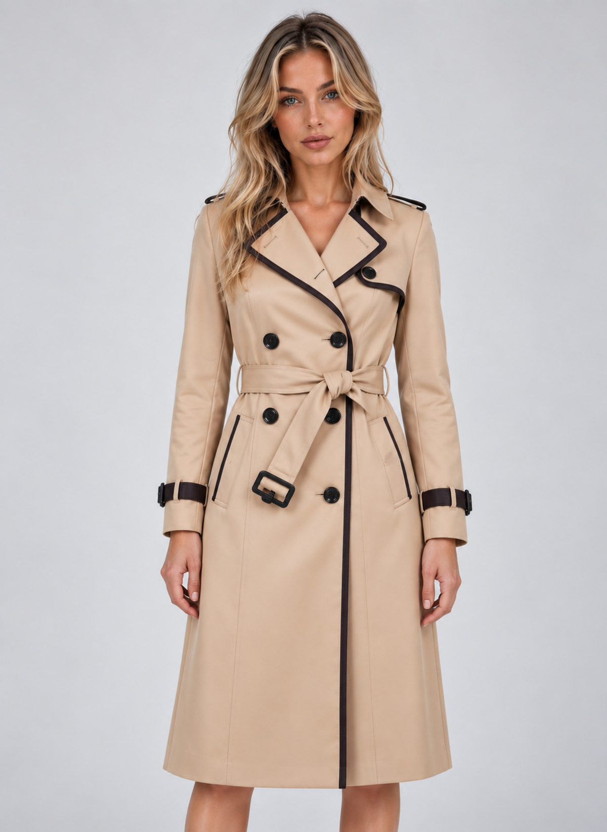 Hedda | Women's Double-Breasted Trench Coat Belted Longline Jacket