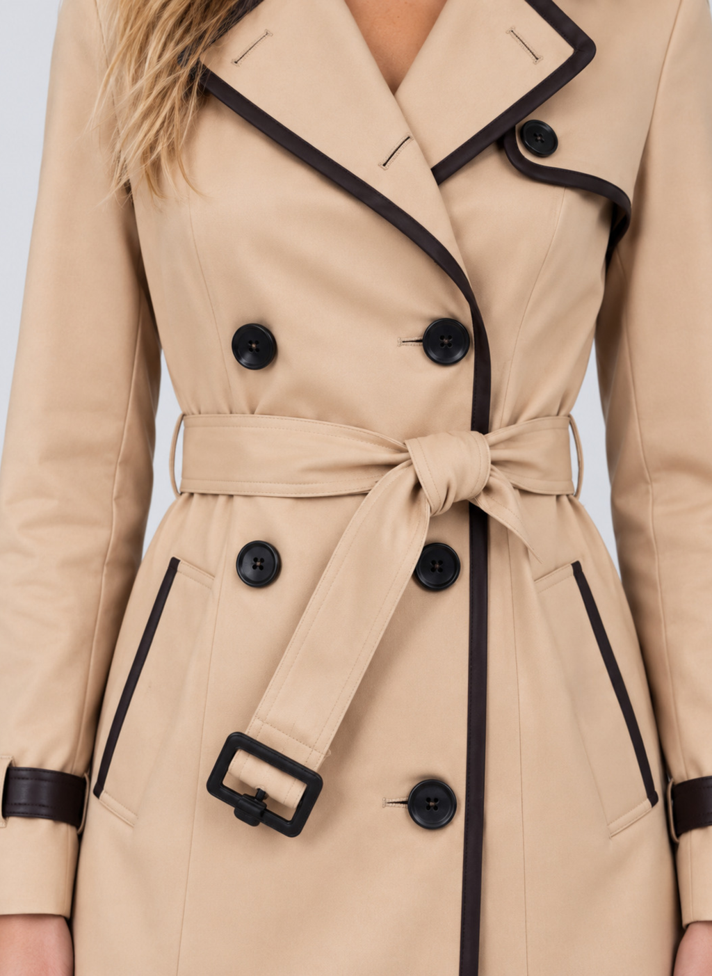 Hedda | Women's Double-Breasted Trench Coat Belted Longline Jacket