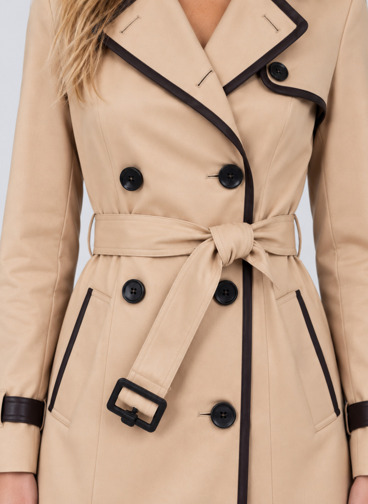 Hedda | Women's Double-Breasted Trench Coat Belted Longline Jacket