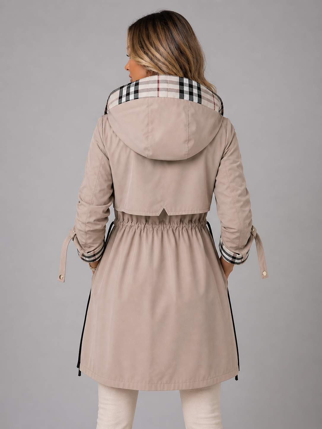 Odette | Women's Hooded Long Jacket, Adjustable Waist Winter Jacket
