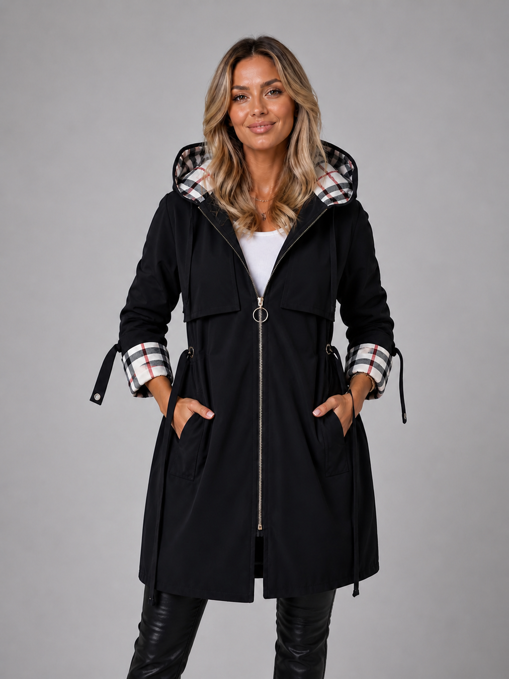 Odette | Women's Hooded Long Jacket, Adjustable Waist Winter Jacket
