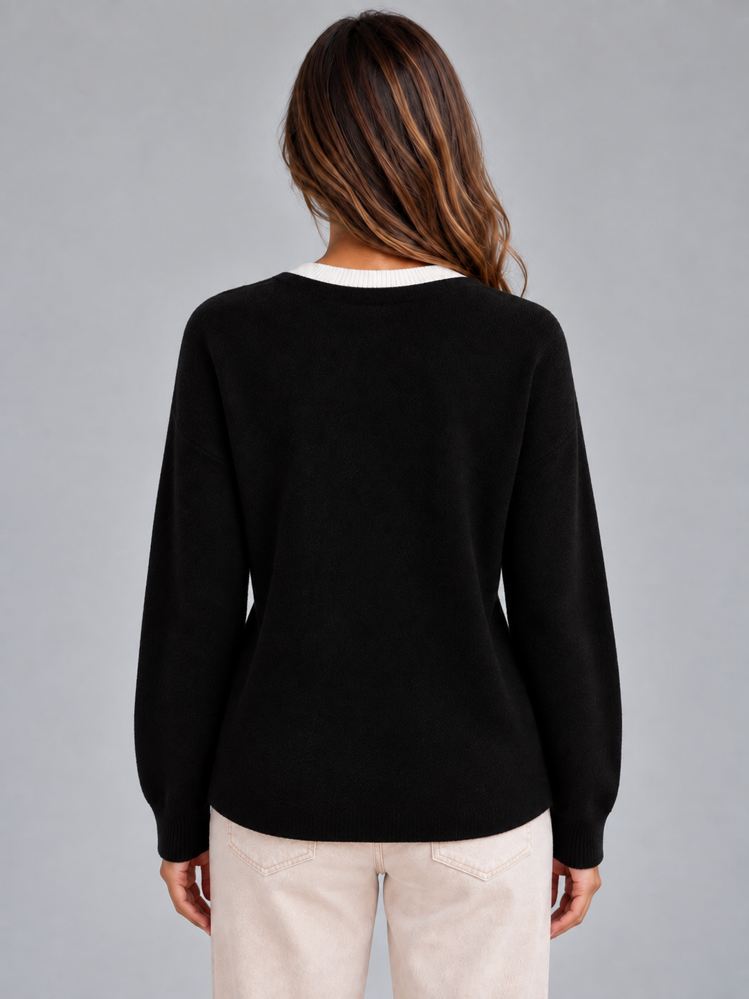 Imogen | Women's Layered Knit Cardigan Button Front Pleated Hem Jumper