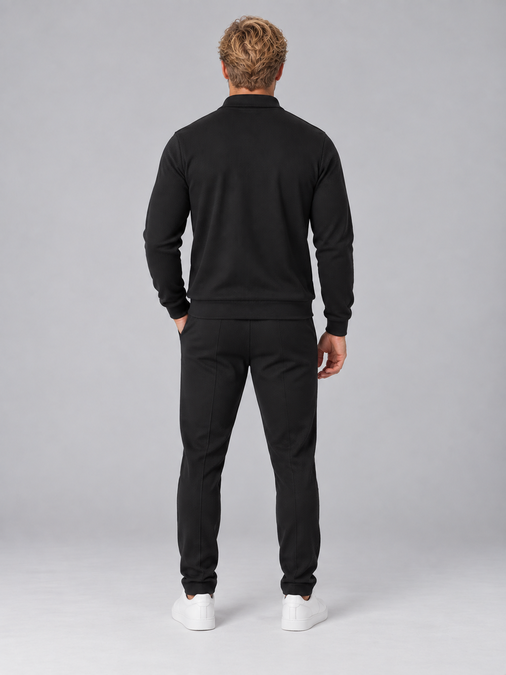 Jasper | Men's Textured Full Zip Tracksuit Collared Jacket & Joggers Two-Piece Set