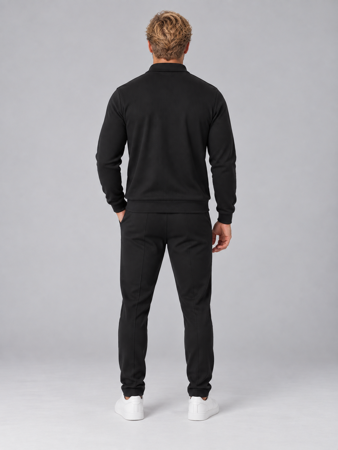 Jasper | Men's Textured Full Zip Tracksuit Collared Jacket & Joggers Two-Piece Set
