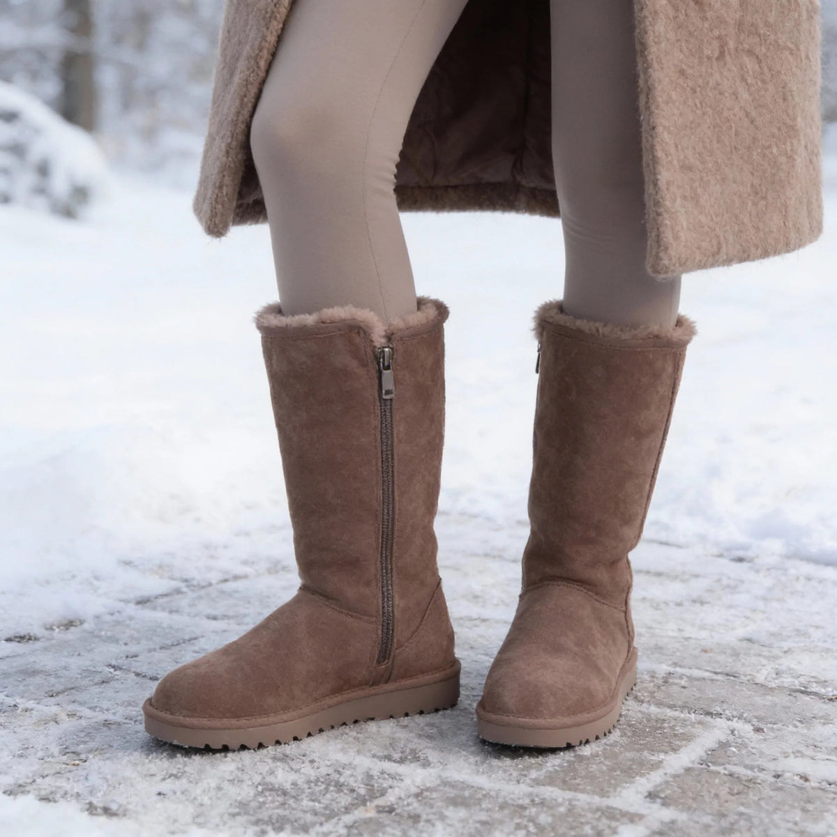 Josie | Women's Sheepskin Boots Waterproof Suede Side Zip Autumn Winter