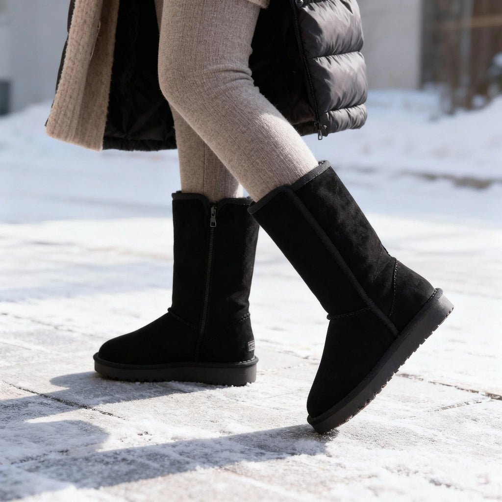 Josie | Women's Sheepskin Boots Waterproof Suede Side Zip Autumn Winter