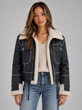 Juliette | Women's Shearling Look Aviator Jacket Faux Fur Collar Zip-Up Coat