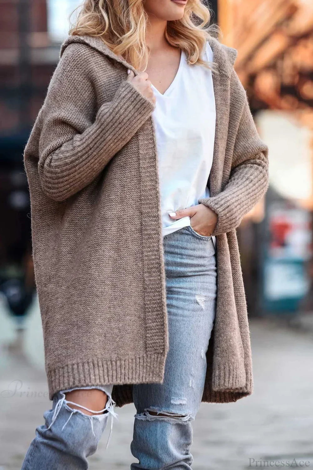 Karina | Women's Colour Block Knit Cardigan Lapel Collar Slim Fit Cosy Autumn Winter