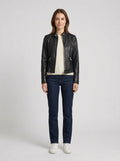 Karla | Women's Slim Fit Leather Jacket Stand Collar Zip Front Refined Autumn Winter