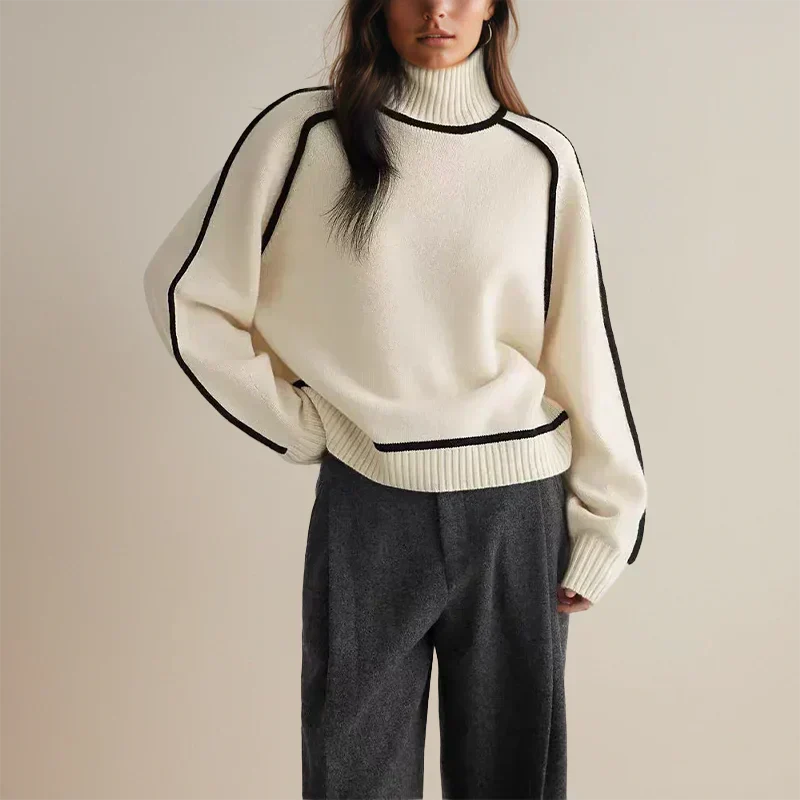 Kate | Women's Oversized Chunky Knit Turtleneck Sweater Relaxed Cosy Autumn Winter
