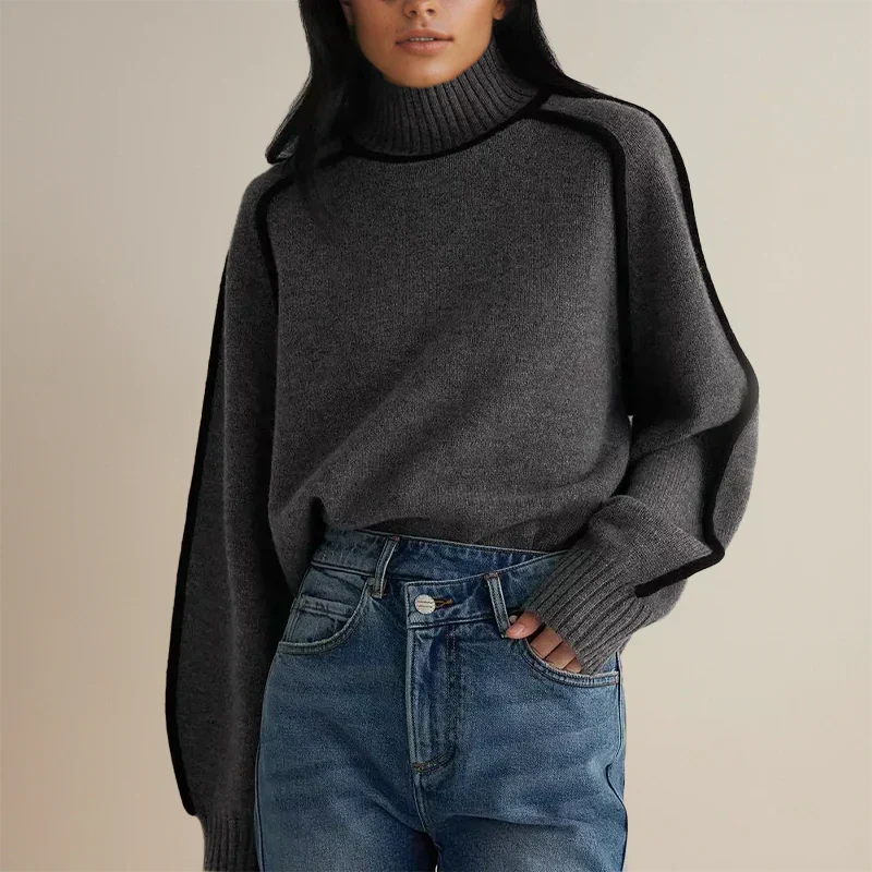 Kate | Women's Oversized Chunky Knit Turtleneck Sweater Relaxed Cosy Autumn Winter