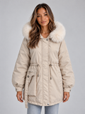 Kiara | Women's Faux Fur Collar Parka Hooded Drawstring Winter Coat