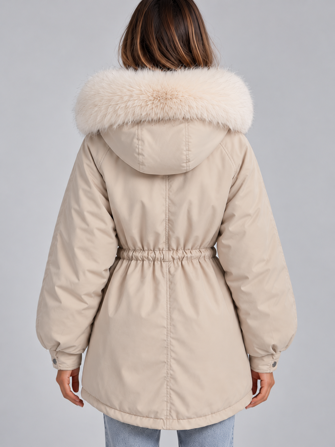 Kiara | Women's Faux Fur Collar Parka Hooded Drawstring Winter Coat