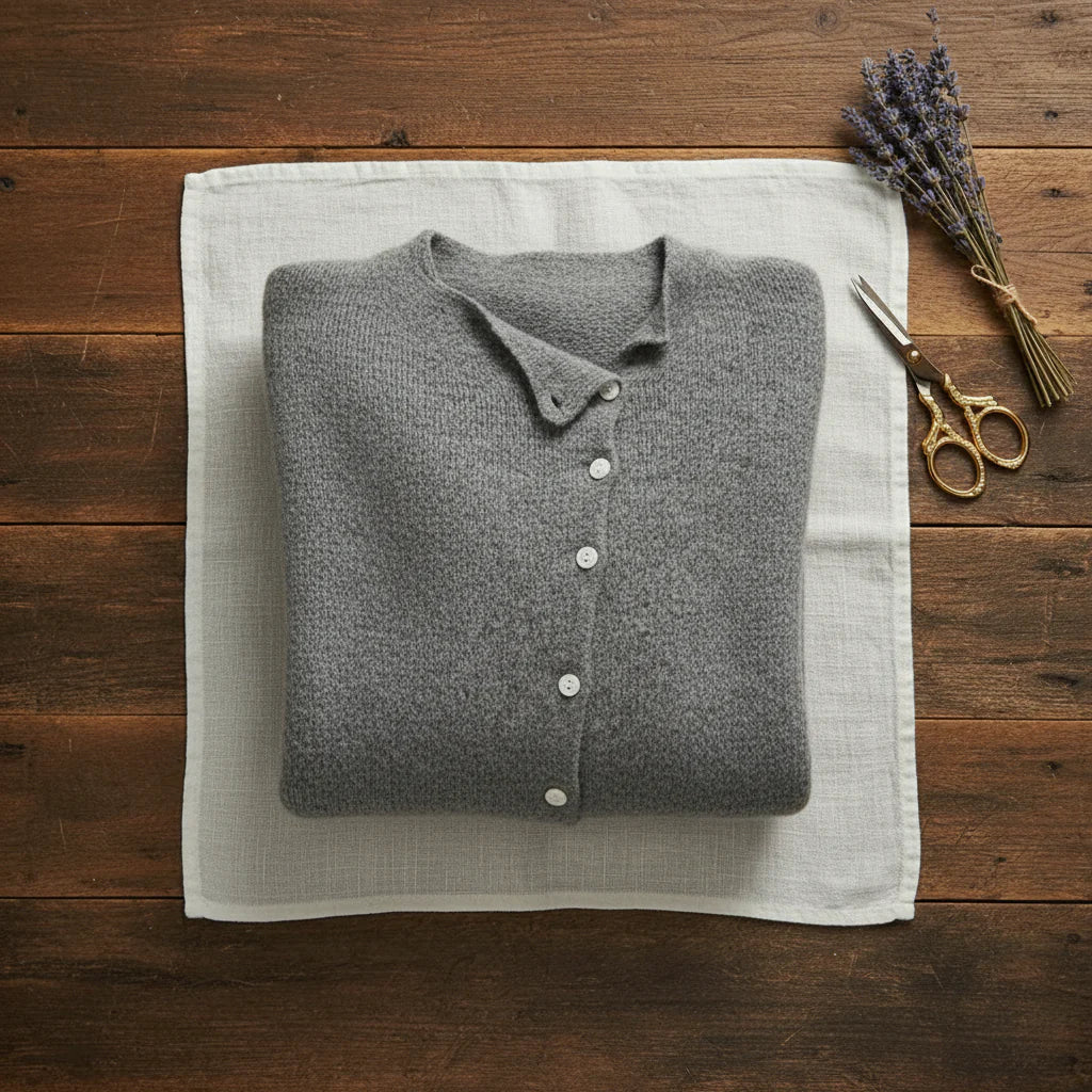 Laney | Women's Cashmere Blend Button Front Cardigan Luxurious Relaxed Warm Autumn Winter Gray