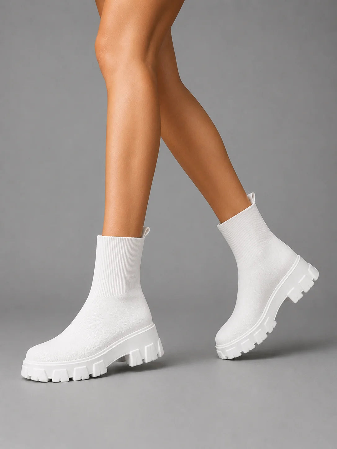 Leilani | Women's Stretch Sock Boots Chunky Sole Sleek Fitted Modern Winter Casual