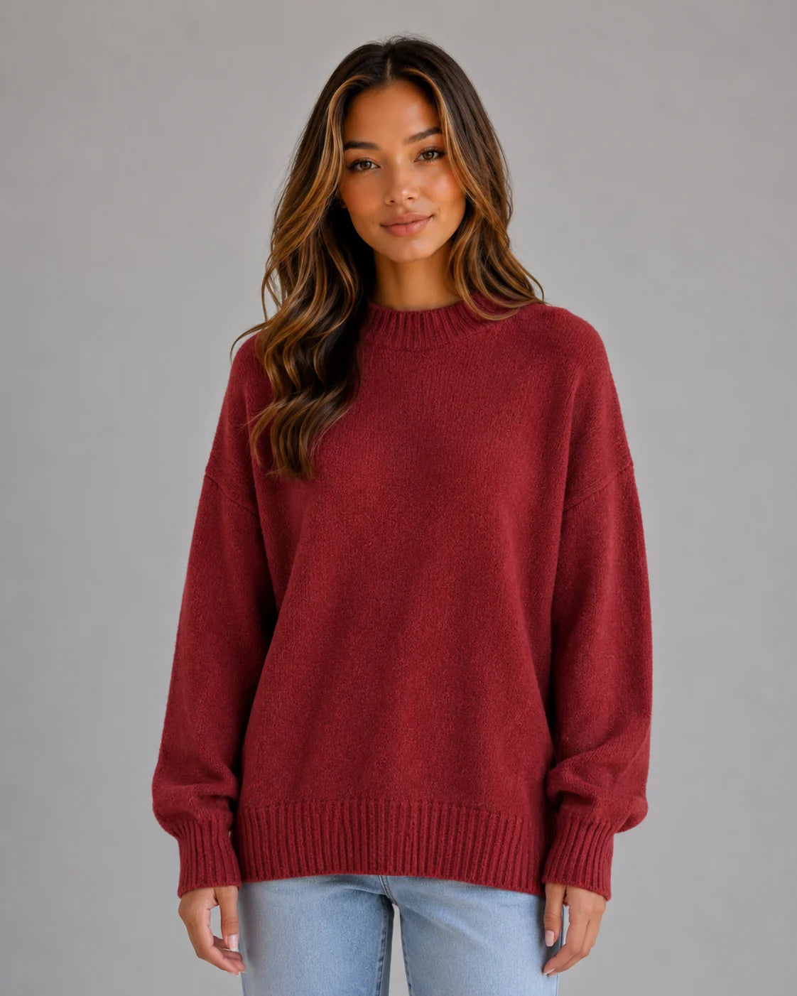 Lexi | Women's Oversized High Neck Longline Knit Sweater Dropped Shoulder Cosy Autumn