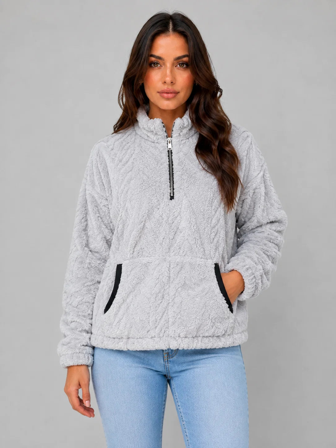 Lilith | Women's Plush Half Zip Fleece Pullover High Neck Cosy Relaxed Autumn Winter