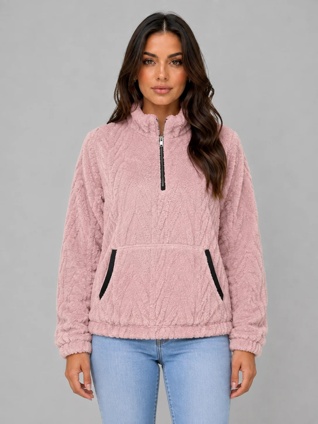 Lilith | Women's Plush Half Zip Fleece Pullover High Neck Cosy Relaxed Autumn Winter