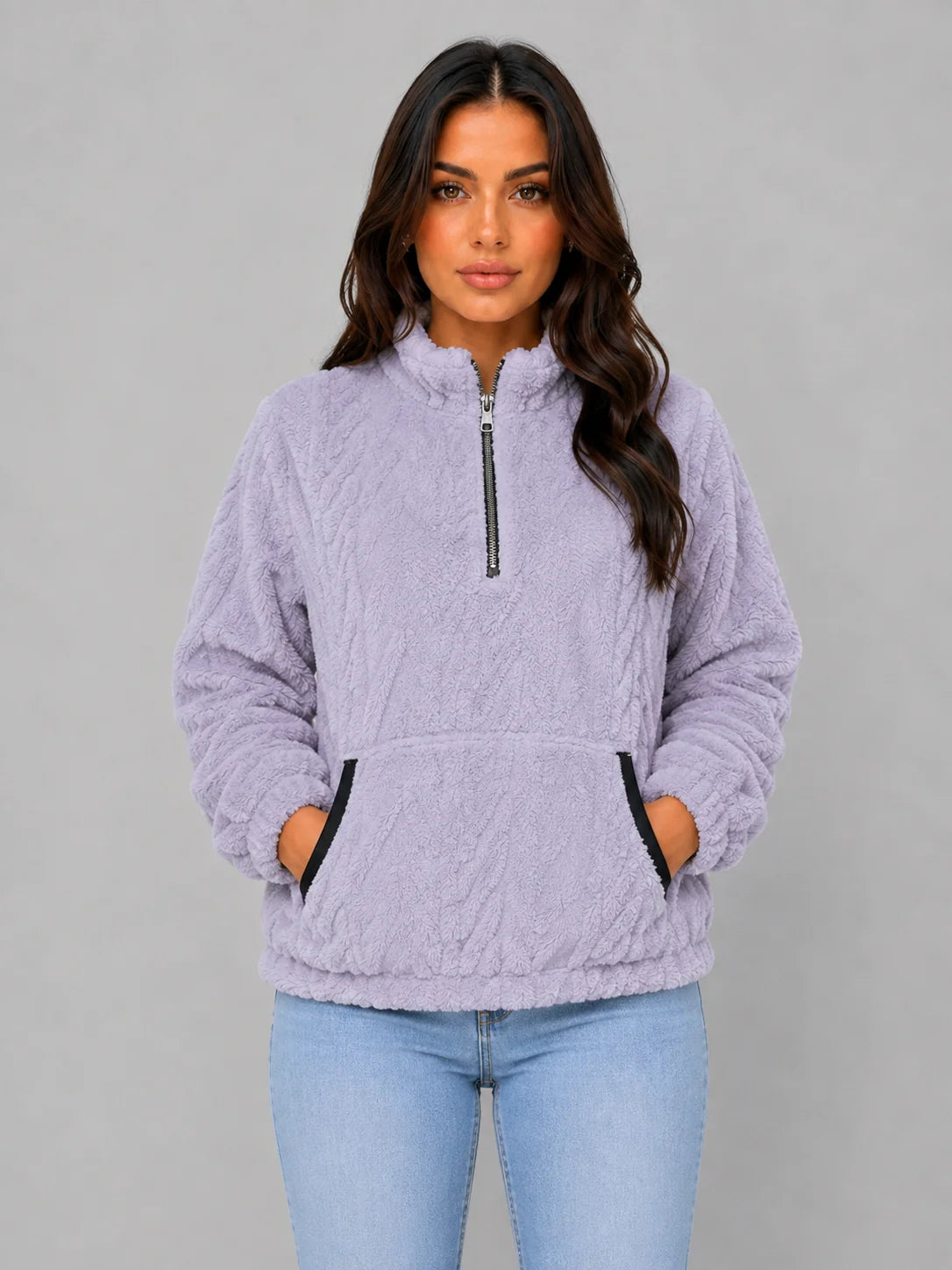 Lilith | Women's Plush Half Zip Fleece Pullover High Neck Cosy Relaxed Autumn Winter