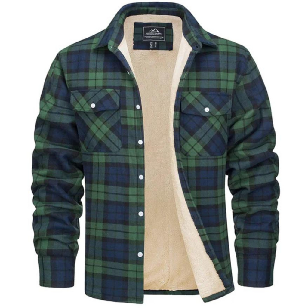 Derrick | Men's Shirt Jacket, Sherpa Lined Plaid Winter Jacket