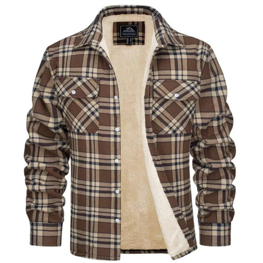 Derrick | Men's Shirt Jacket, Sherpa Lined Plaid Winter Jacket