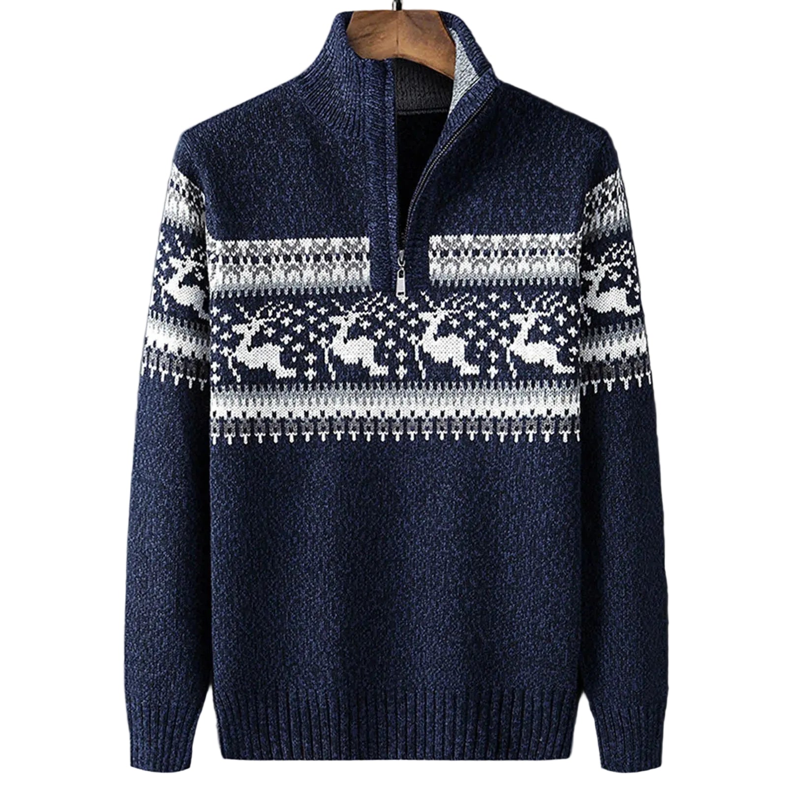 Kris | Men's Half-Zip Sweater, Fair Isle Winter Knit