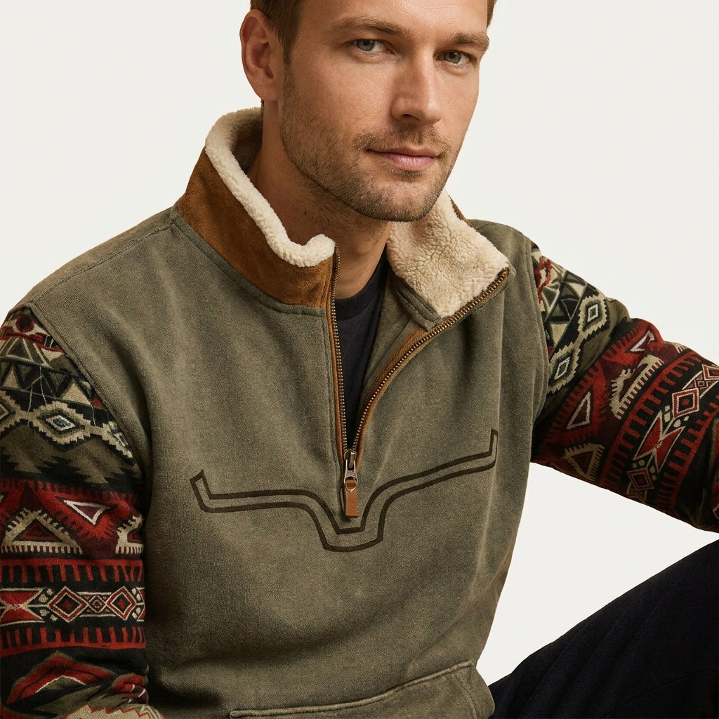 Bastien | Men's Fleece Zip Sweater, Vintage Winter Pullover