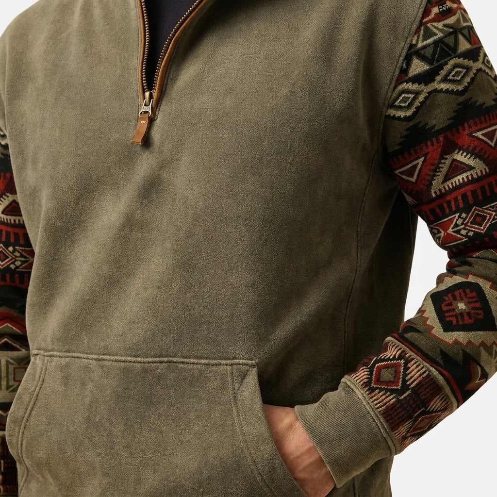 Bastien | Men's Fleece Zip Sweater, Vintage Winter Pullover