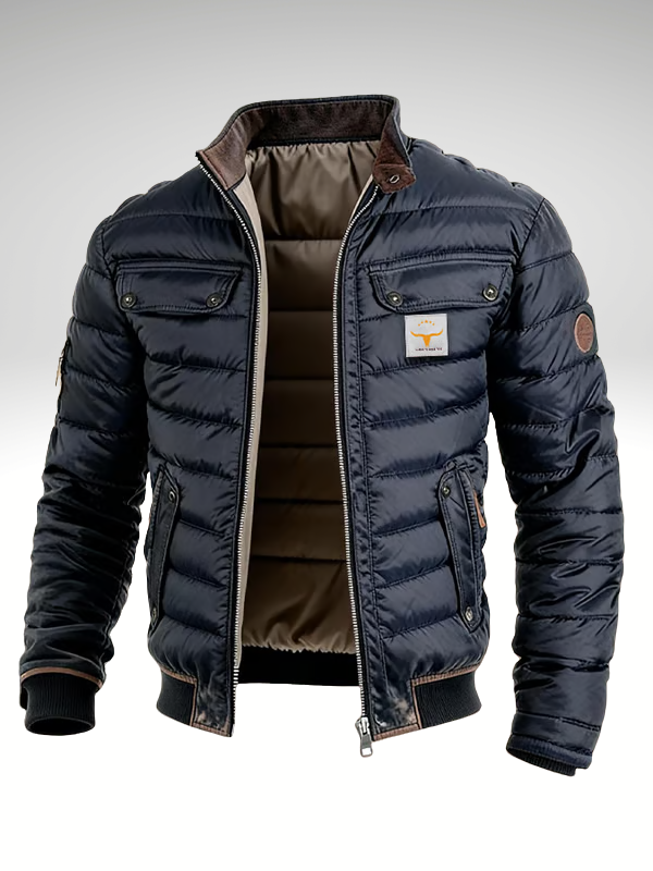Walter | Men's Puffer Jacket, Elegant Urban Winter Jacket - Dark Blue