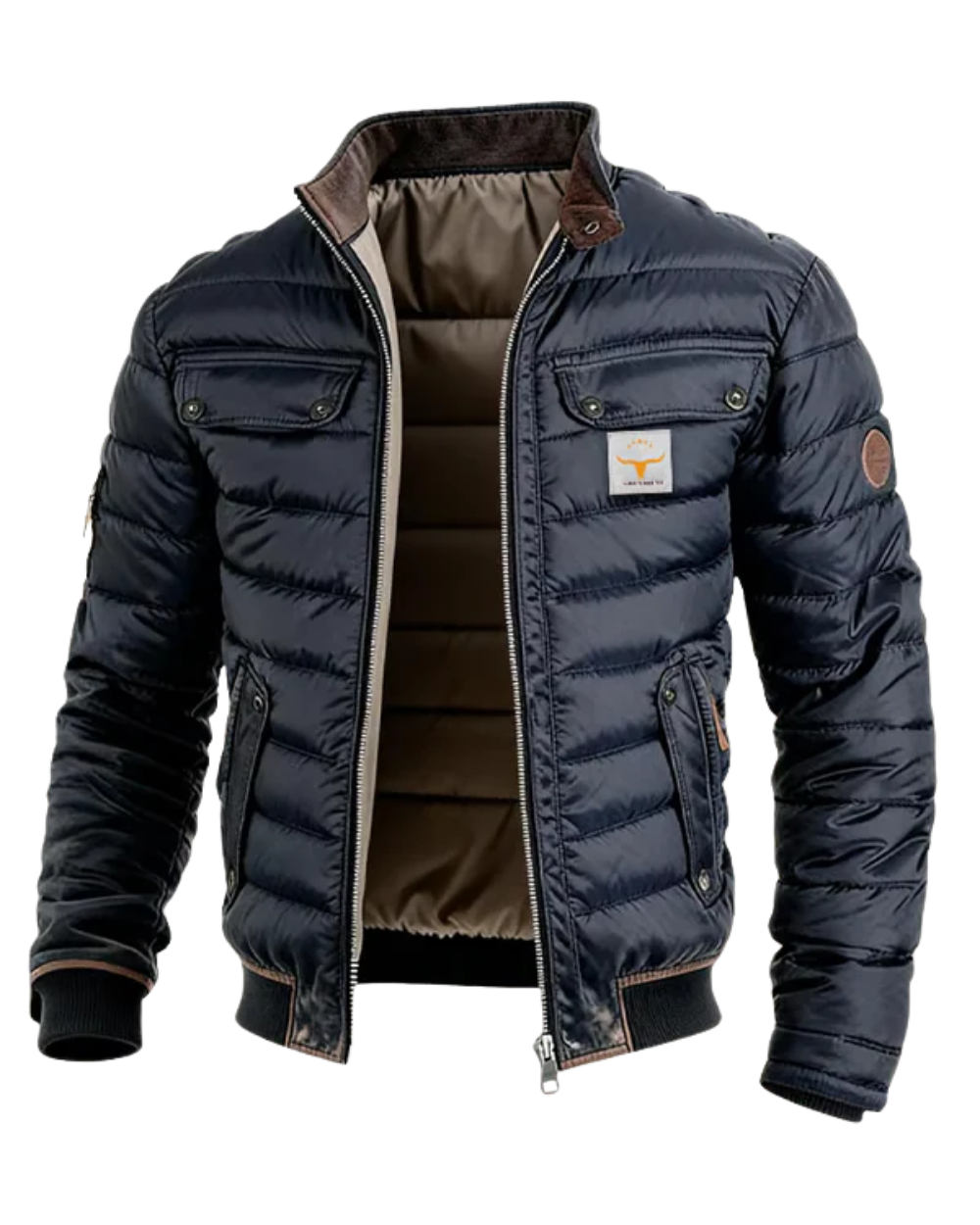 Walter | Men's Puffer Jacket, Elegant Urban Winter Jacket - Dark Blue