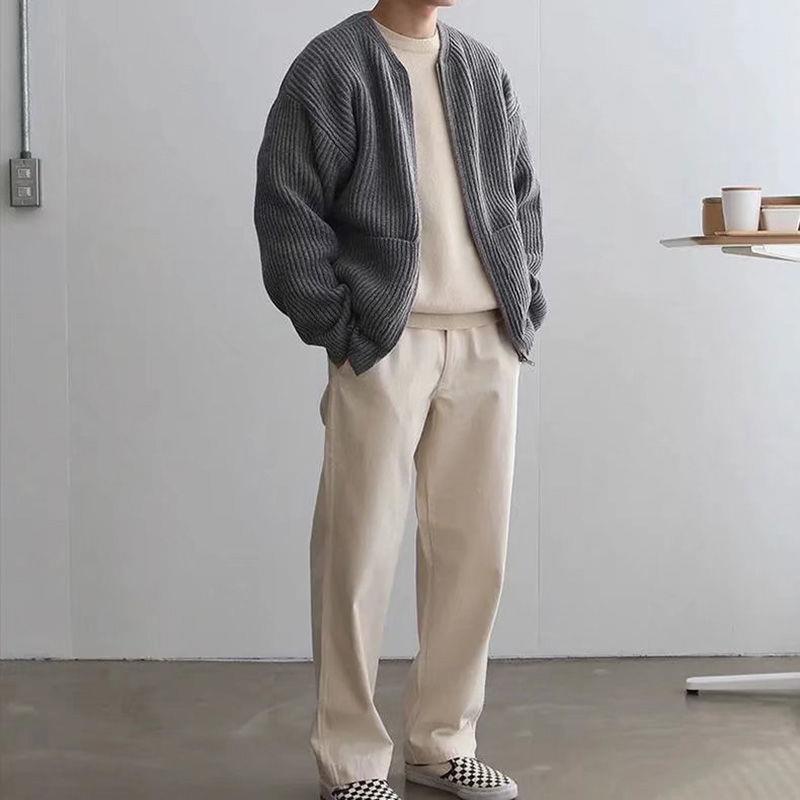 Adrian | Men's Zip Cardigan, Minimal Knit Winter Cardigan