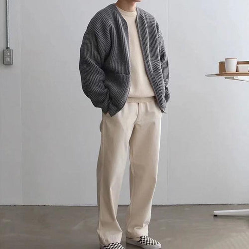 Adrian | Men's Zip Cardigan, Minimal Knit Winter Cardigan