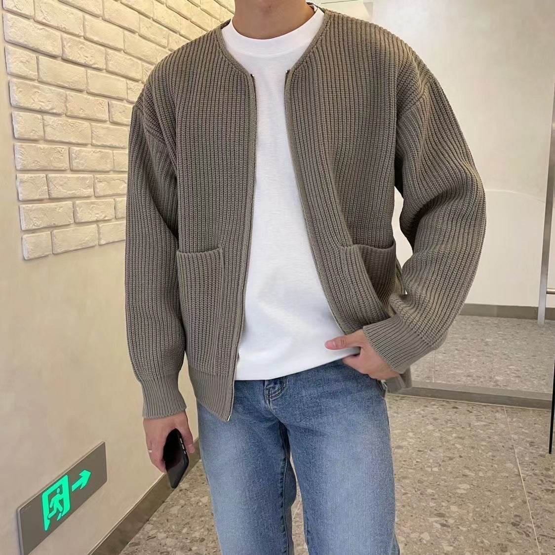 Adrian | Men's Zip Cardigan, Minimal Knit Winter Cardigan