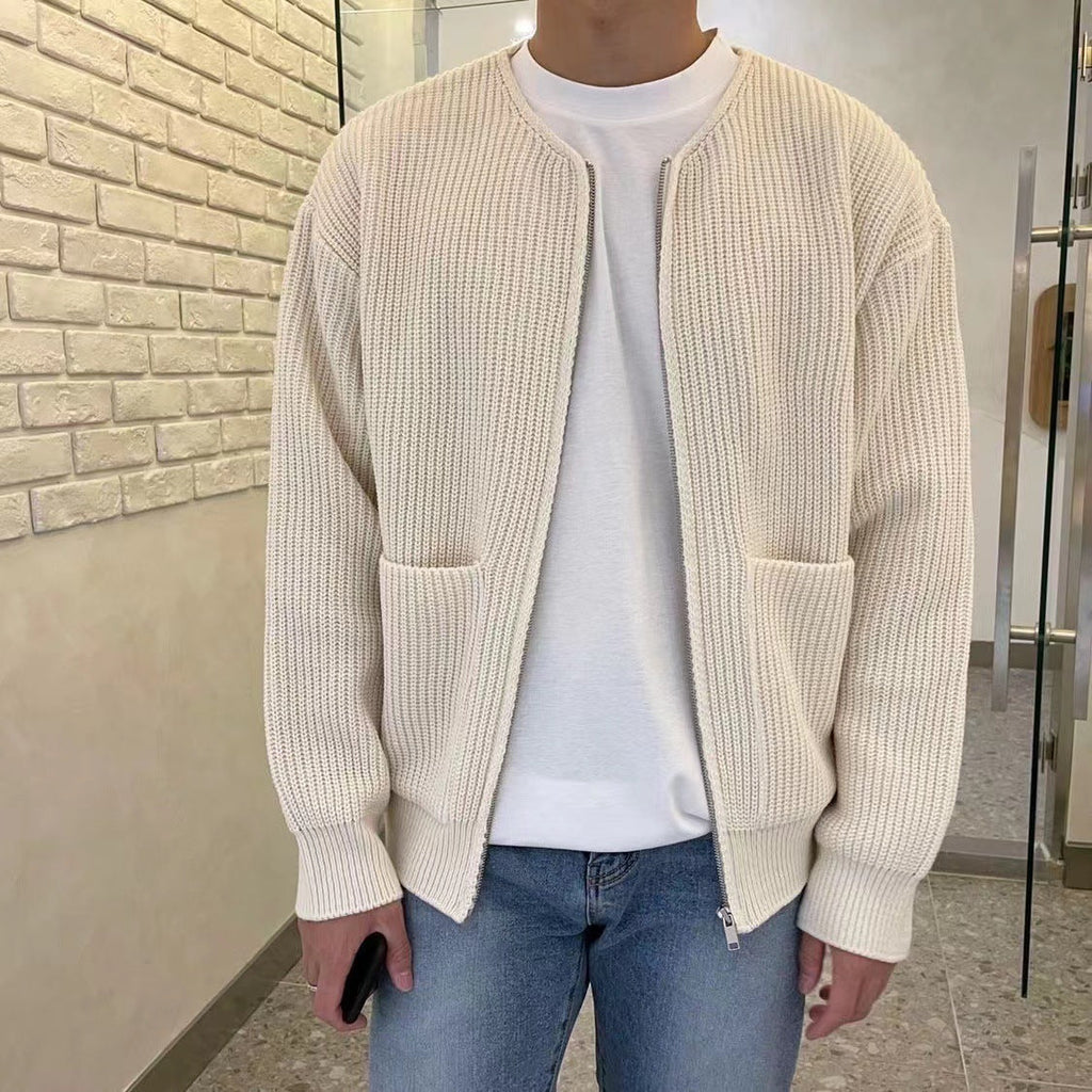 Adrian | Men's Zip Cardigan, Minimal Knit Winter Cardigan