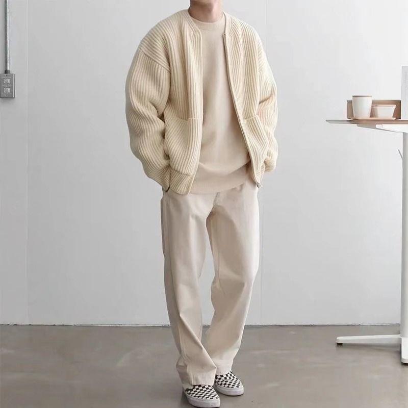 Adrian | Men's Zip Cardigan, Minimal Knit Winter Cardigan
